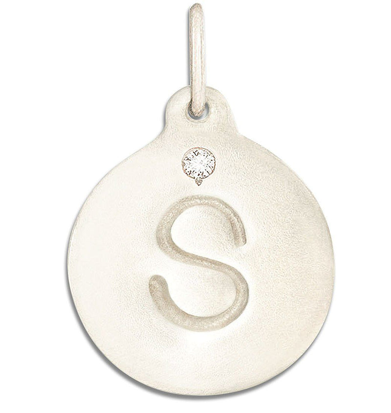 "S" Alphabet Charm With Diamond Jewelry Helen Ficalora 14k White Gold For Necklaces And Bracelets