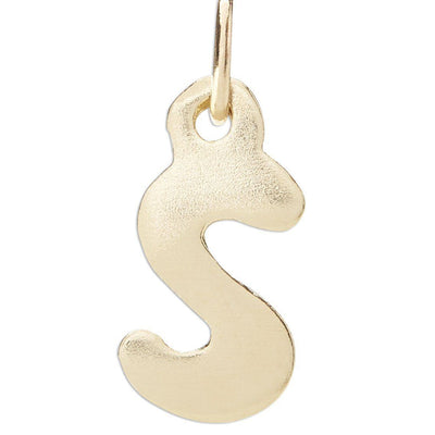 "S" Bubble Letter Charm Jewelry Helen Ficalora 14k Yellow Gold