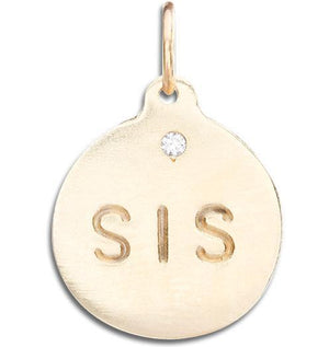 "Sis" Disk Charm With Diamond Jewelry Helen Ficalora 14k Yellow Gold For Necklaces And Bracelets