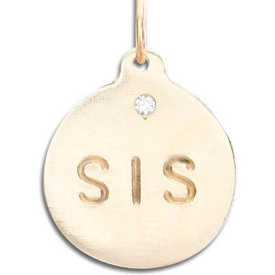"Sis" Disk Charm With Diamond Jewelry Helen Ficalora 14k Yellow Gold For Necklaces And Bracelets