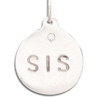 "Sis" Disk Charm With Diamond Jewelry Helen Ficalora 14k White Gold For Necklaces And Bracelets