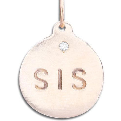 "Sis" Disk Charm With Diamond Jewelry Helen Ficalora 14k Pink Gold For Necklaces And Bracelets