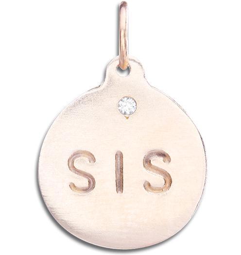 "Sis" Disk Charm With Diamond Jewelry Helen Ficalora 14k Pink Gold For Necklaces And Bracelets