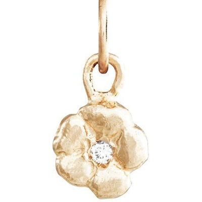 Small Cherry Blossom Flower Charm with Diamond Jewelry Helen Ficalora 14k Yellow Gold For Necklaces And Bracelets