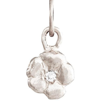 Small Cherry Blossom Flower Charm with Diamond Jewelry Helen Ficalora 14k White Gold For Necklaces And Bracelets