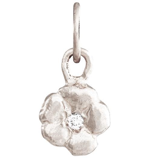 Small Cherry Blossom Flower Charm with Diamond Jewelry Helen Ficalora 14k White Gold For Necklaces And Bracelets