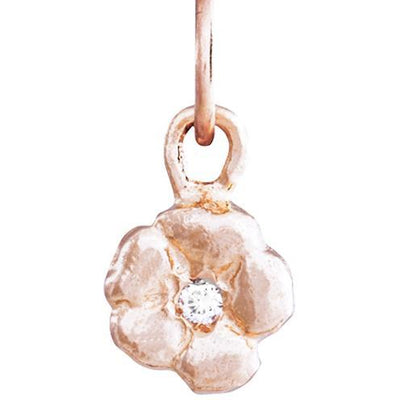 Small Cherry Blossom Flower Charm with Diamond Jewelry Helen Ficalora 14k Pink Gold For Necklaces And Bracelets
