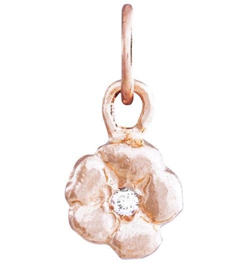 Small Cherry Blossom Flower Charm with Diamond Jewelry Helen Ficalora 14k Pink Gold For Necklaces And Bracelets