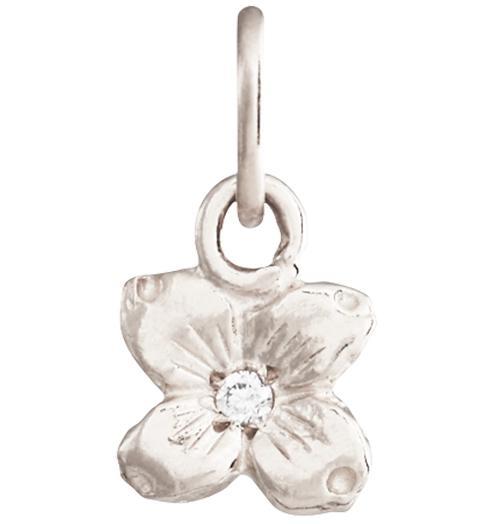Small Dogwood Flower Charm With Diamond