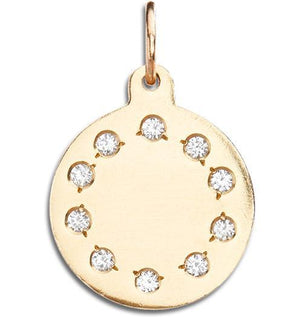 Small Eternity Disk Charm Pavé Diamonds Jewelry Helen Ficalora 14k Yellow Gold For Necklaces And Bracelets