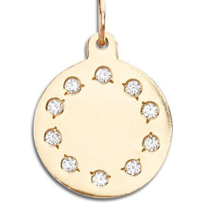 Small Eternity Disk Charm Pavé Diamonds Jewelry Helen Ficalora 14k Yellow Gold For Necklaces And Bracelets