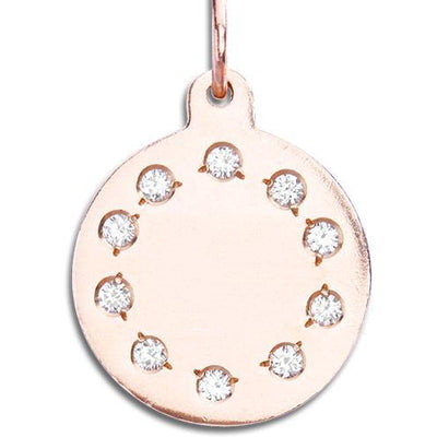 Small Eternity Disk Charm Pavé Diamonds Jewelry Helen Ficalora 14k Pink Gold For Necklaces And Bracelets