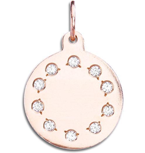 Small Eternity Disk Charm Pavé Diamonds Jewelry Helen Ficalora 14k Pink Gold For Necklaces And Bracelets