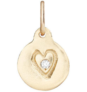Small Heart Disk Charm With Diamond Jewelry Helen Ficalora 14k Yellow Gold