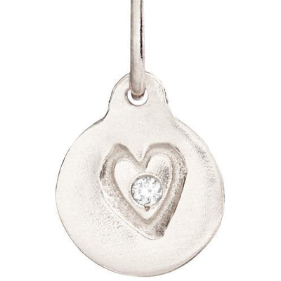 Small Heart Disk Charm With Diamond Jewelry Helen Ficalora 14k White Gold