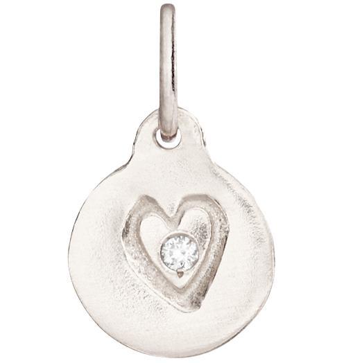 Small Heart Disk Charm With Diamond Jewelry Helen Ficalora 14k White Gold
