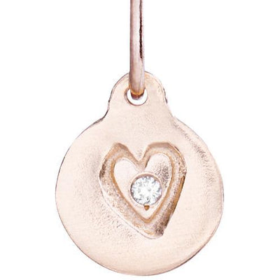 Small Heart Disk Charm With Diamond Jewelry Helen Ficalora 14k Pink Gold