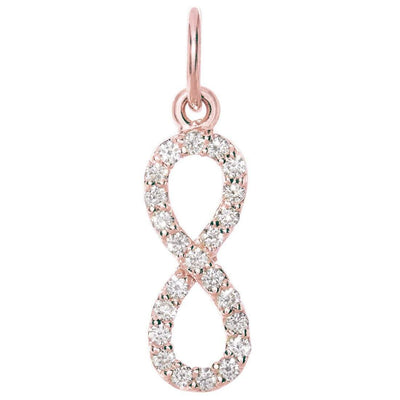Helen Ficalora Small Gold Infinity Charm with Diamonds in 14k Rose Gold