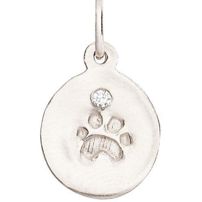 Small Paw Print Disk Charm With Diamond Jewelry Helen Ficalora 14k White Gold For Necklaces And Bracelets