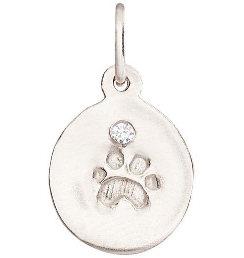Small Paw Print Disk Charm With Diamond Jewelry Helen Ficalora 14k White Gold For Necklaces And Bracelets