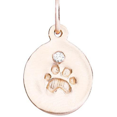 Small Paw Print Disk Charm With Diamond Jewelry Helen Ficalora 14k Pink Gold For Necklaces And Bracelets
