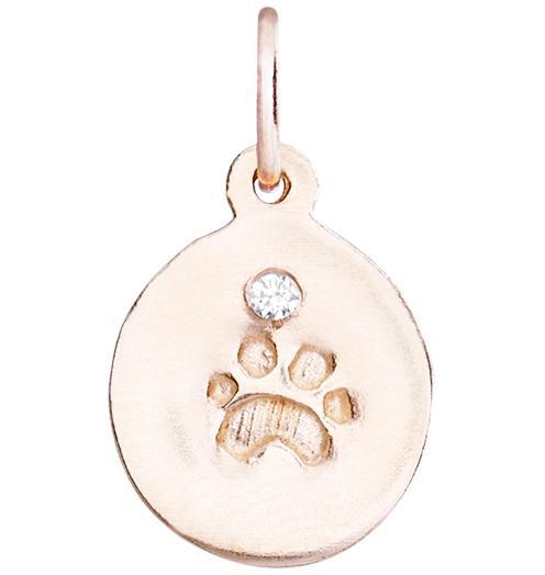 Small Paw Print Disk Charm With Diamond Jewelry Helen Ficalora 14k Pink Gold For Necklaces And Bracelets
