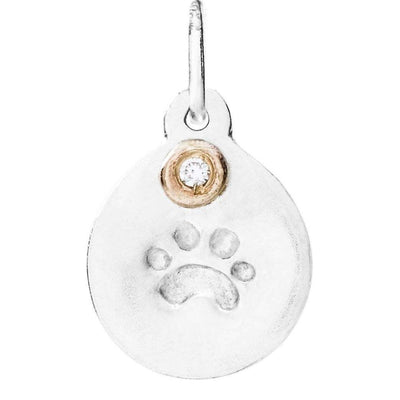 Small Paw Print Disk Charm With Diamond Jewelry Helen Ficalora Sterling Silver For Necklaces And Bracelets