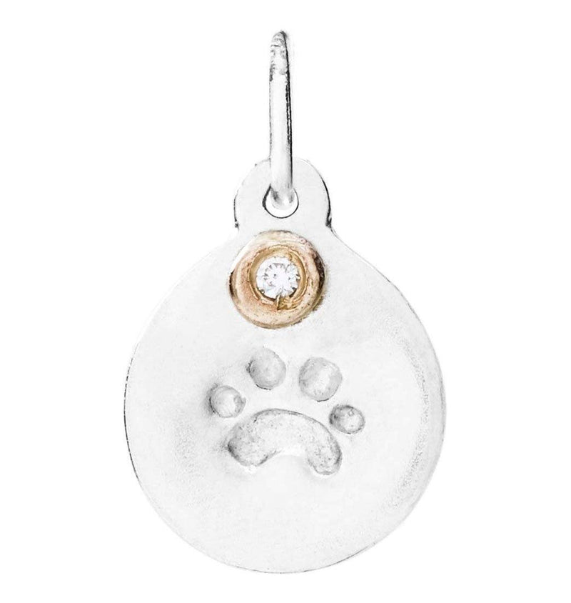 Small Paw Print Disk Charm With Diamond Jewelry Helen Ficalora Sterling Silver For Necklaces And Bracelets