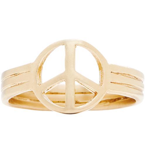 Small Peace Sign Ring Jewelry Helen Ficalora 14k Yellow Gold 5