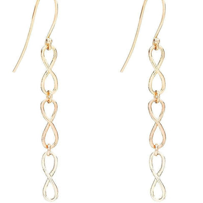 Small Tri Color Infinity Dangle Earrings Jewelry Helen Ficalora 14k Yellow, White and Pink Gold