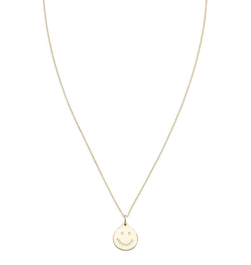 Smiley Disk Charm Pavé Diamonds Jewelry Helen Ficalora 