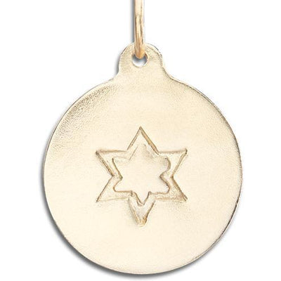 Star of David Disk Charm Jewelry Helen Ficalora 14k Yellow Gold