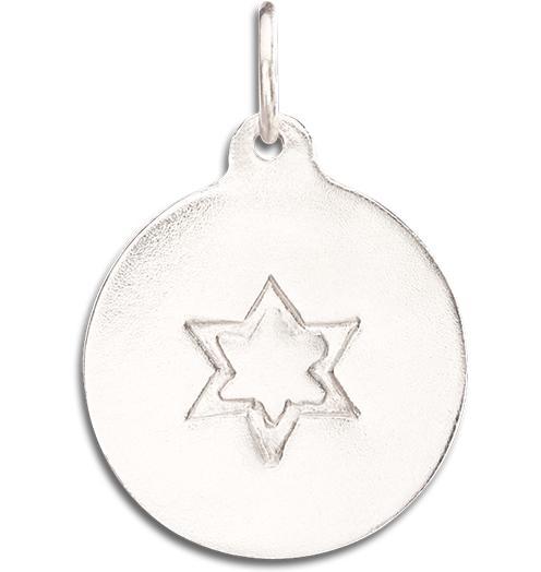 Star of David Disk Charm Jewelry Helen Ficalora 14k White Gold