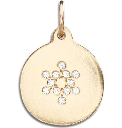 Star of David Disk Charm Pavé Diamonds Jewelry Helen Ficalora 14k Yellow Gold