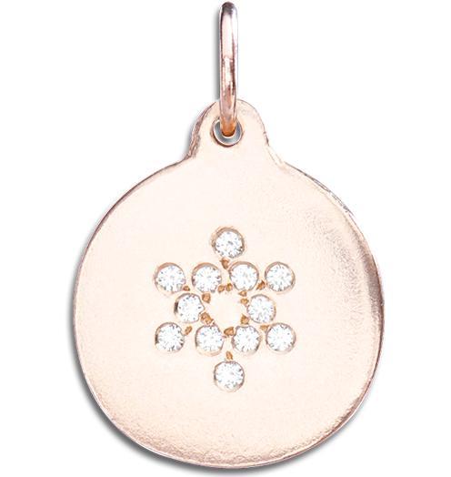 Star of David Disk Charm Pavé Diamonds Jewelry Helen Ficalora 14k Pink Gold