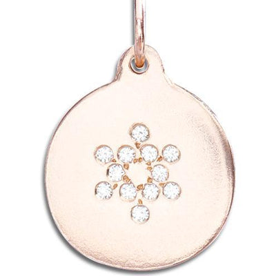 Star of David Disk Charm Pavé Diamonds Jewelry Helen Ficalora 14k Pink Gold
