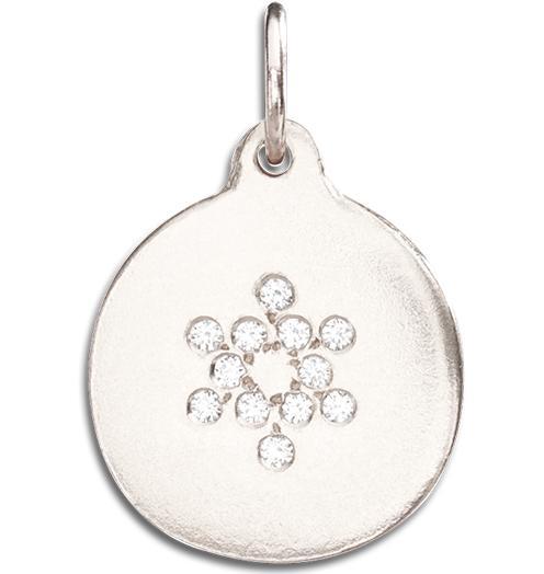 Star of David Disk Charm Pavé Diamonds Jewelry Helen Ficalora 14k White Gold