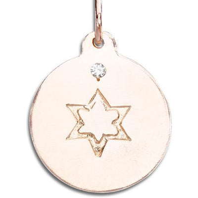 Star of David Disk Charm With Diamond Jewelry Helen Ficalora 14k Pink Gold