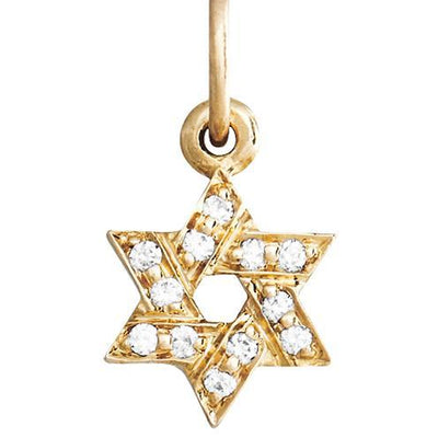 Star of David Mini Charm Pavé Diamonds Jewelry Helen Ficalora 14k Yellow Gold For Necklaces And Bracelets