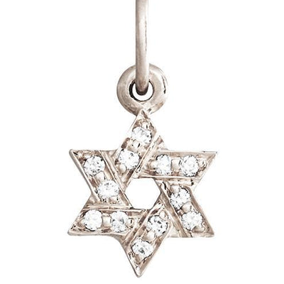 Star of David Mini Charm Pavé Diamonds Jewelry Helen Ficalora 14k White Gold For Necklaces And Bracelets