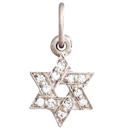 Star of David Mini Charm Pavé Diamonds Jewelry Helen Ficalora 14k White Gold For Necklaces And Bracelets