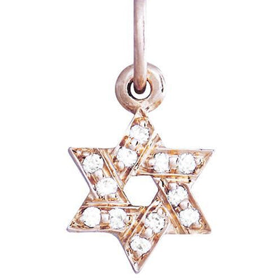 Star of David Mini Charm Pavé Diamonds Jewelry Helen Ficalora 14k Pink Gold For Necklaces And Bracelets
