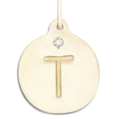 "T" Alphabet Charm With Diamond Jewelry Helen Ficalora 14k Yellow Gold For Necklaces And Bracelets