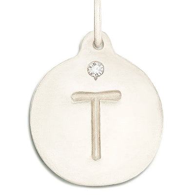 "T" Alphabet Charm With Diamond Jewelry Helen Ficalora 14k White Gold For Necklaces And Bracelets