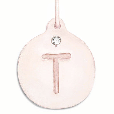 "T" Alphabet Charm With Diamond Jewelry Helen Ficalora 14k Pink Gold For Necklaces And Bracelets