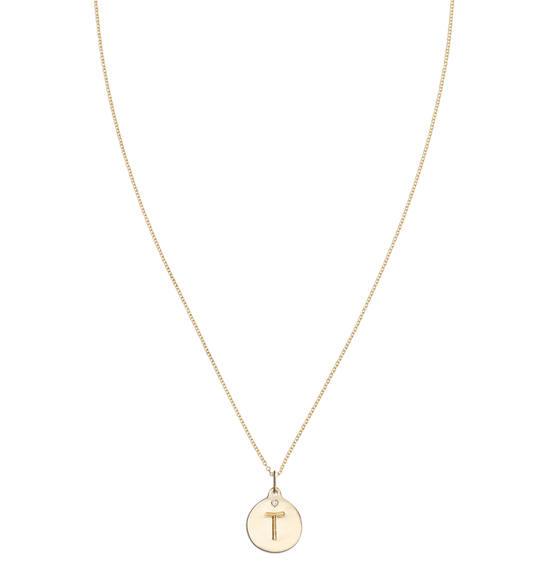 "T" Alphabet Charm With Diamond -  - Jewelry - Helen Ficalora - 5