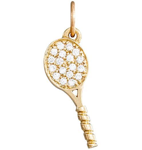 Tennis Racquet Mini Charm Pave Diamonds Jewelry Helen Ficalora 14k Yellow Gold