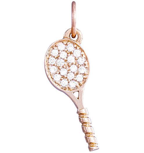 Tennis Racquet Mini Charm Pave Diamonds Jewelry Helen Ficalora 14k Pink Gold