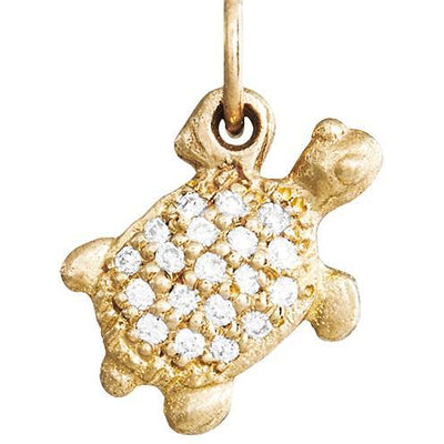 Turtle Mini Charm Pave Diamonds Jewelry Helen Ficalora 14k Yellow Gold