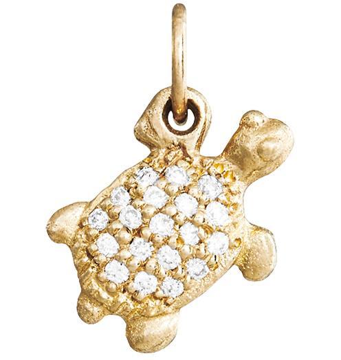 Turtle Mini Charm Pave Diamonds Jewelry Helen Ficalora 14k Yellow Gold